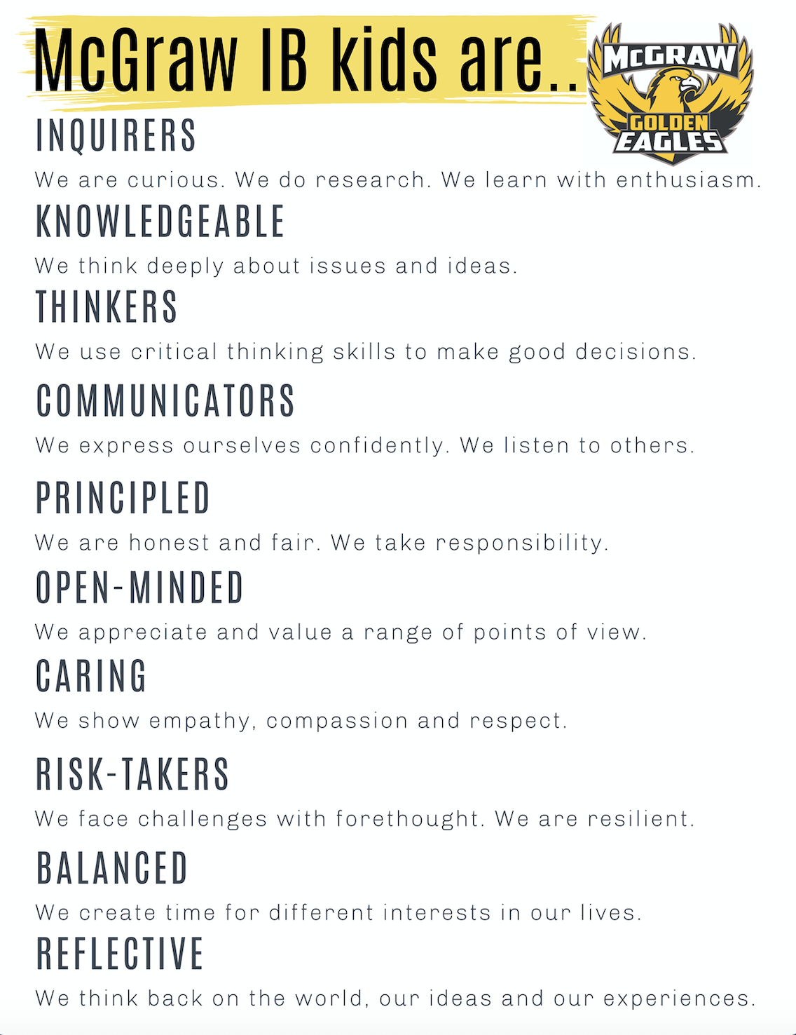 IB Learner Profile for Students